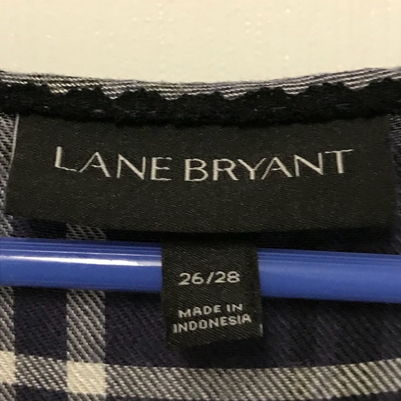 Lane Bryant Navy & White Plaid Babydoll Top 26/28 - Picture 4 of 4